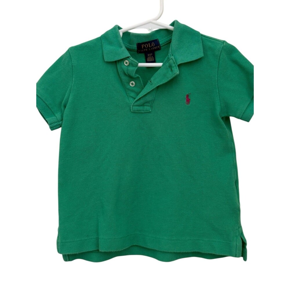 Polo Ralph Lauren Boys 2T Green Polo Shirt Short Sleeve Pony Logo Toddler Top